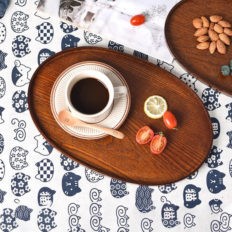 Oval Serving Trays Tableware Dessert Tea Saucer Coasters Coffee Coasters Wooden Plate Storage Food Display Home Hotel Decor Oasis Select