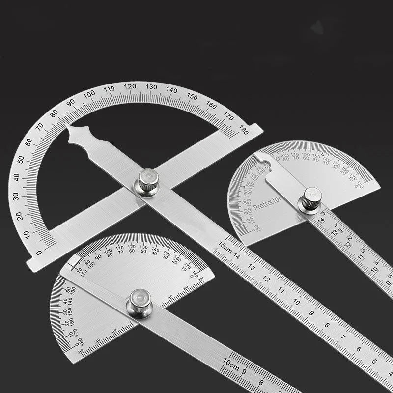 JUSTINLAU 1PC Angle Ruler Measuring Protractor Ruler Metal Detector 180 Stainless Steel Woodworking Wooden Measuring Tool Oasis Select
