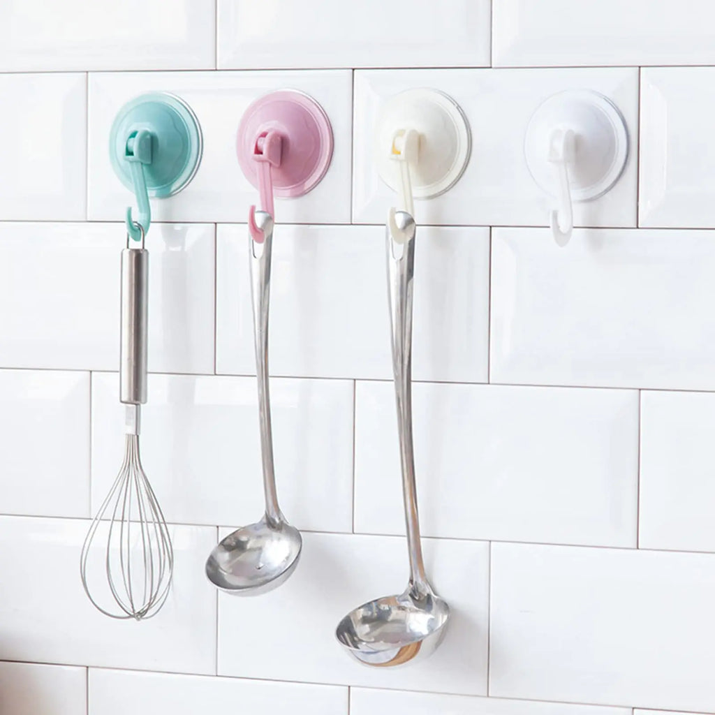 4pcs Vacuum Sucker Hook Heavy Duty Bathroom Living Room Kitchen Hook Hanger Entryway PP Hook Rack Suction Cup Hook Sucker Hooks Oasis Select