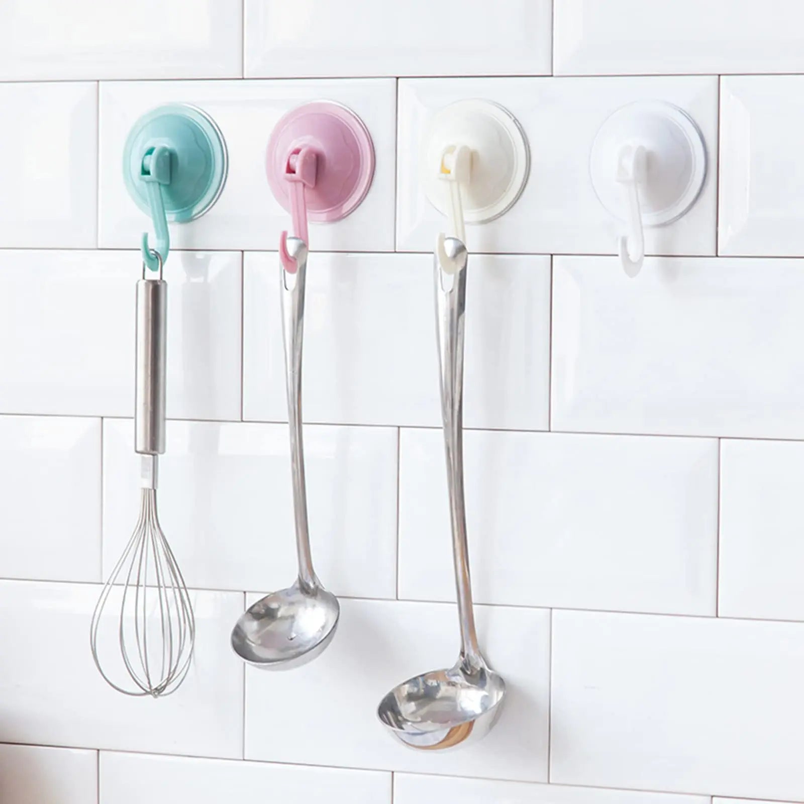 4pcs Vacuum Sucker Hook Heavy Duty Bathroom Living Room Kitchen Hook Hanger Entryway PP Hook Rack Suction Cup Hook Sucker Hooks Oasis Select