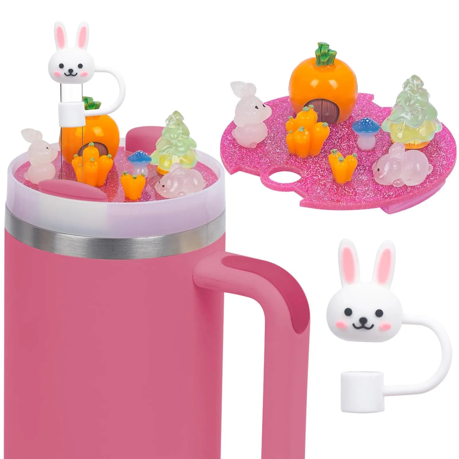 Accessories Charms Set Compatible with Stanley Trumbler 30oz/40oz, Stanley Cup Lid Accessories Charms & Silicone Straw Cover Cap Oasis Select B