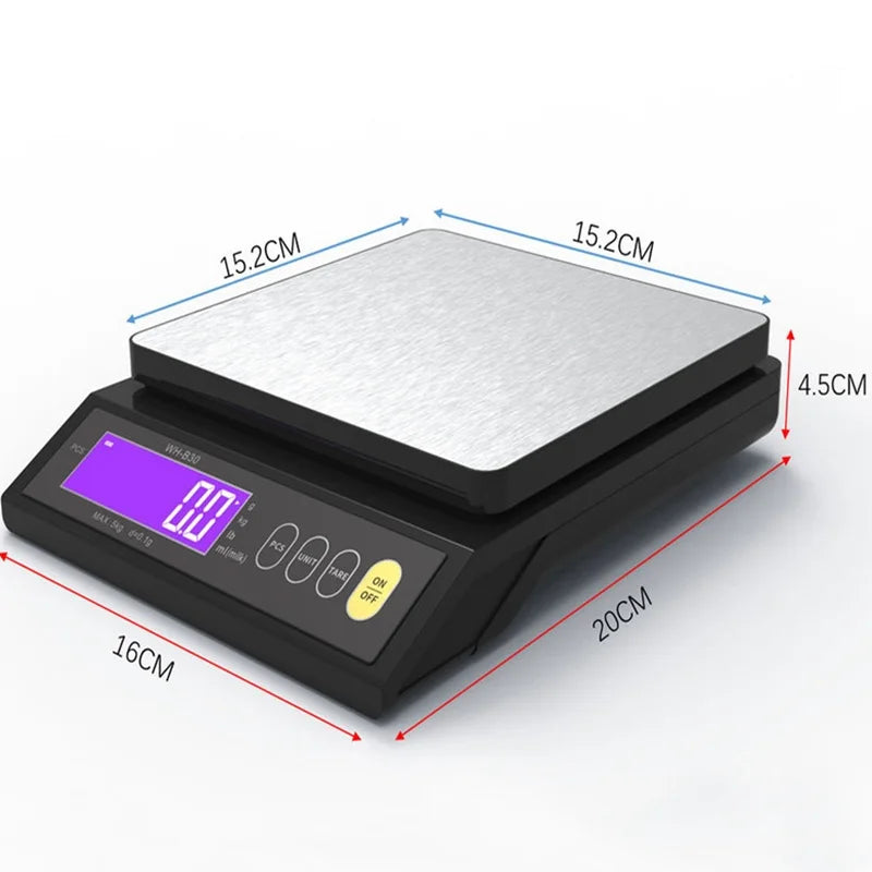 5kg/0.1g 10kg/1g Waterproof Digital Electronic Kitchen Scale LCD Home Food Snack Stainless Steel Measuring Weighing Tool Oasis Select