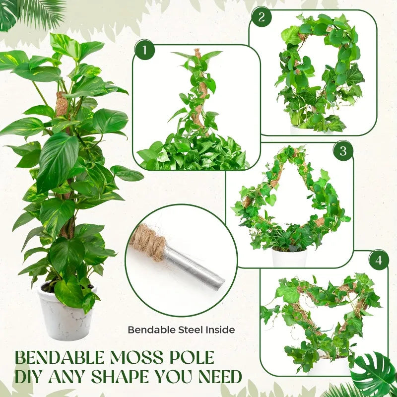 Plant Monstera Support Bendable Moss Pole for Plants Coconut Palm Fiber Monstera Handmade Coco Climbing DIY Garden Accessories Oasis Select