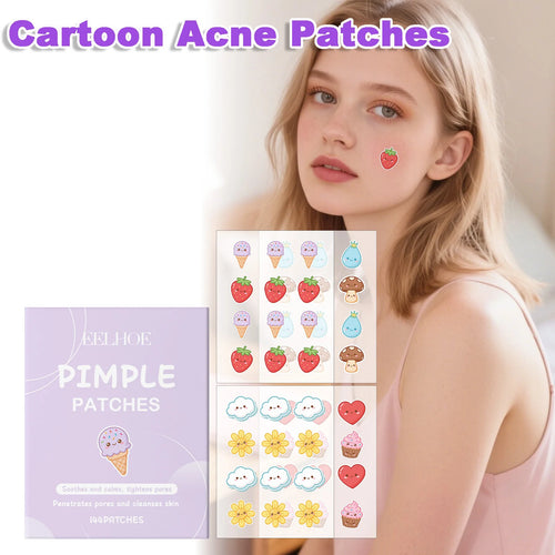 144pcs Cartoon Salicylic Acid Acne Patches Hydrocolloid Pimple Patches Invisible Facial Concealer Acne Patch Soothe Face Skin Oasis Select