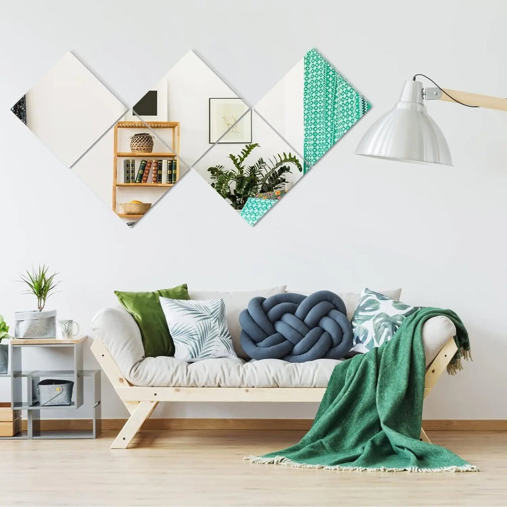 Flexible mirror tiles with protective backing for creating visual space expansion on walls and doors in homes and offices Oasis Select