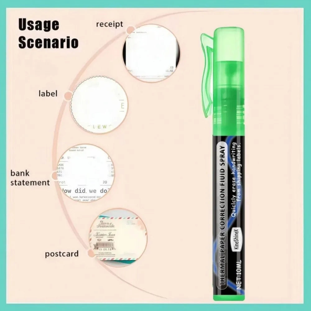 Portable Thermal Paper Erasing Pen 10ml Capacity Remove Address Phone Erasing Liquid Spray Pen Shipping Labels Bills Quickly Oasis Select