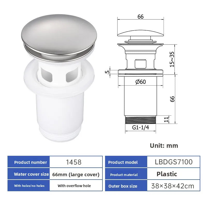 Pop Up Drain Stopper with Overflow, Lavatory Basin Drain without Overflow Black, Chrome or Oil Rubbed Bronze or Antique Oasis Select 1458-