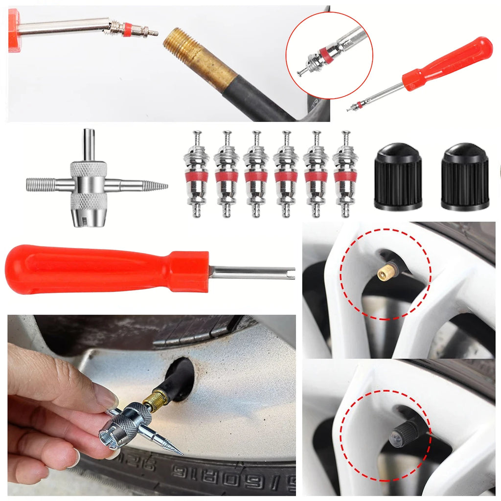 Car Bicycle Slotted Handle Tire Valve Stem Core Remover Screwdriver Tire Repair Install Tool Kit Auto Motorcycle Accessories Oasis Select