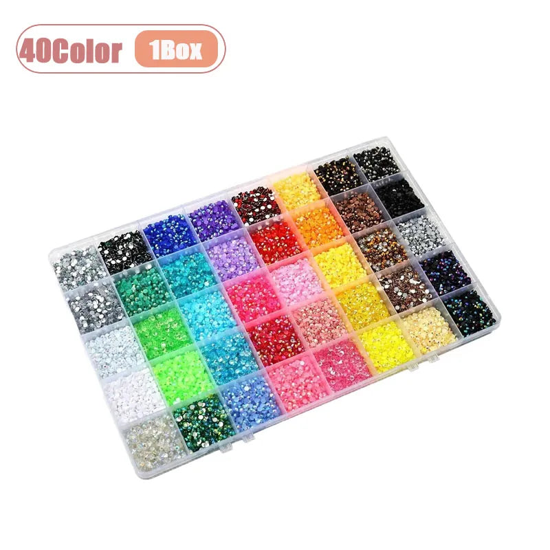40 Colors 3mm Resin Rhinestones Flat Back Gems for Crafts Bedazzler Kit Nail Art Face Makeup Roller DIY Jewelry Making Supplies Oasis Select 40Color-1Box