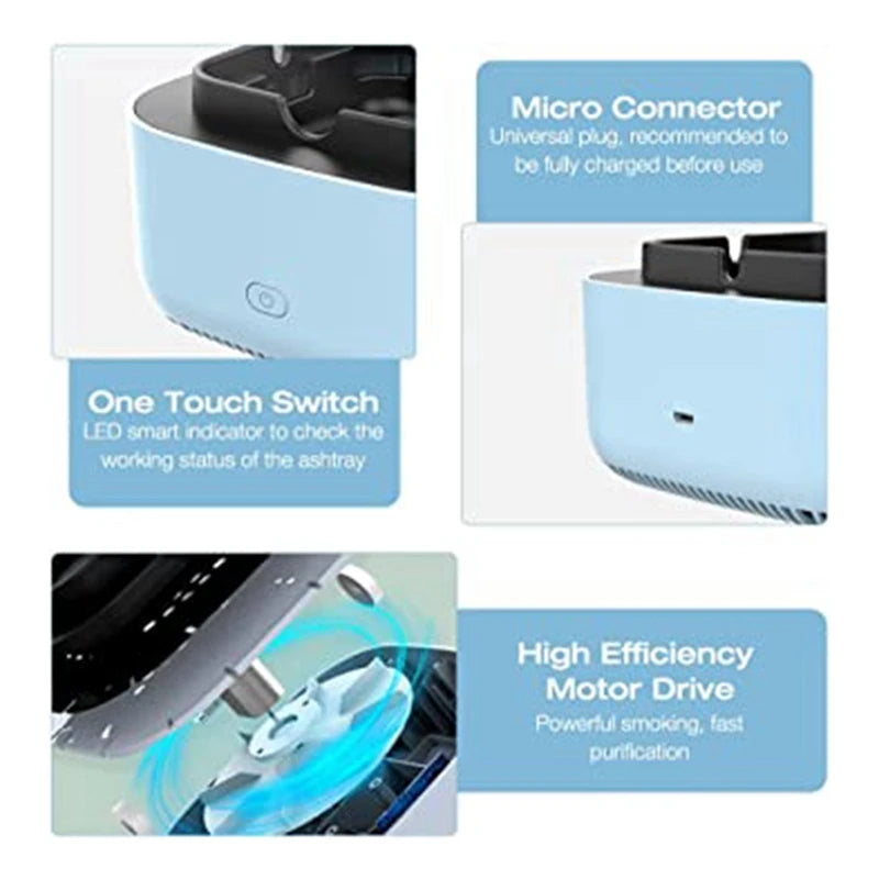 1Set Smart Ashtray Air Purifier Home Office Aromatherapy High Flame Retardant Nylon + Glass Fiber Smokeless Ashtray Oasis Select