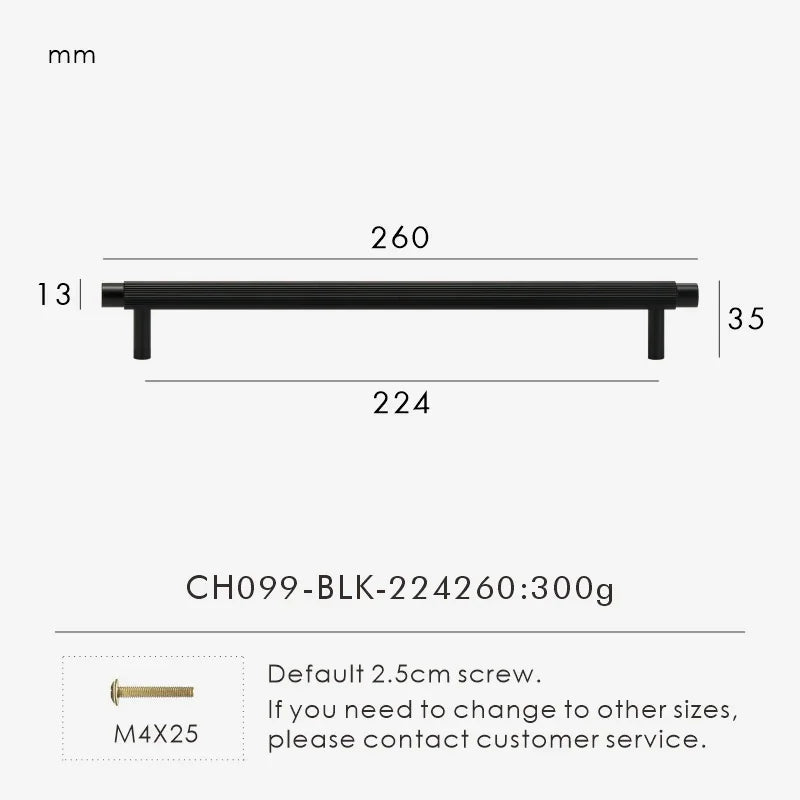 Solid Brass Linear Cabinet Handle Drawer Tbar Cabinet Door Pull White Matte Gold Bronze Available Many Size Opation Oasis Select CH099-BLK-224260