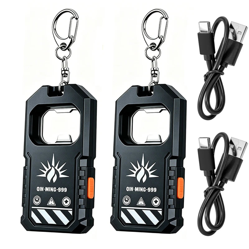 COB LED Keychain Flashlight USB-C Rechargeable + Bottle Opener