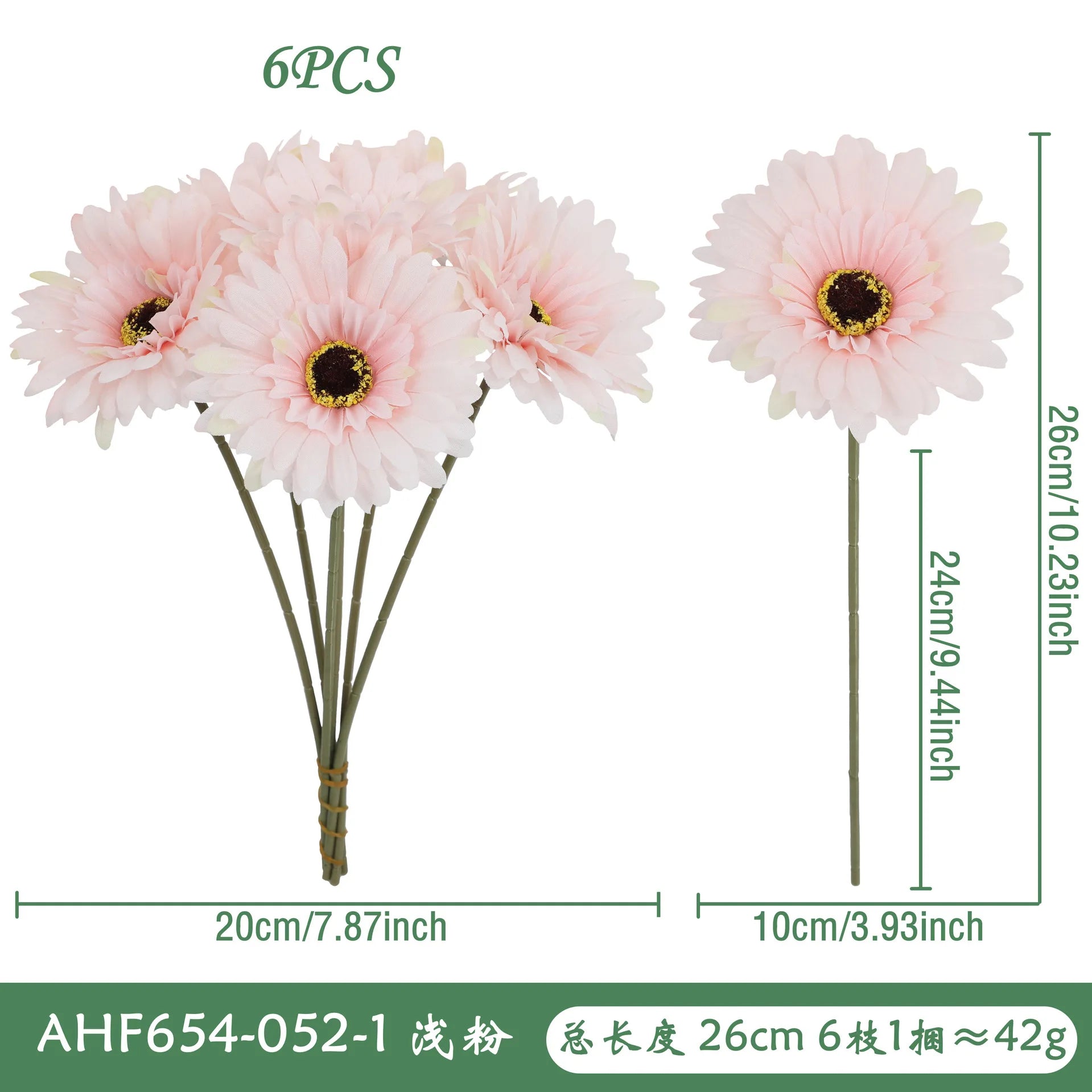 6Pcs Artificial Silk Gerbera Flowers Wedding Bouquet Home Table Hotel Pastoral Decor Floral Arrangement Ornament Oasis Select F