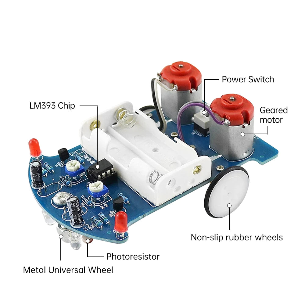 D2-5 DIY Kit Intelligent Tracking Line Car Electronic Production Assembly Smart Car DIY Soldering Practice Kit School Practice Oasis Select