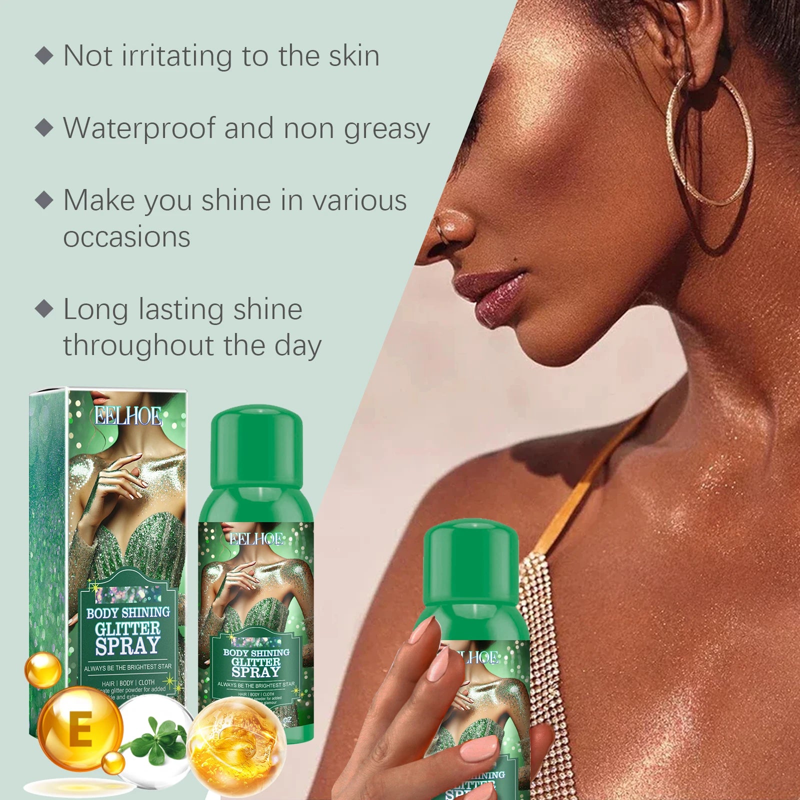 Eelhoe Glitter Highlighter Spray – Body, Hair & Clothes 100ml Body Glitter Spray Oasis Select