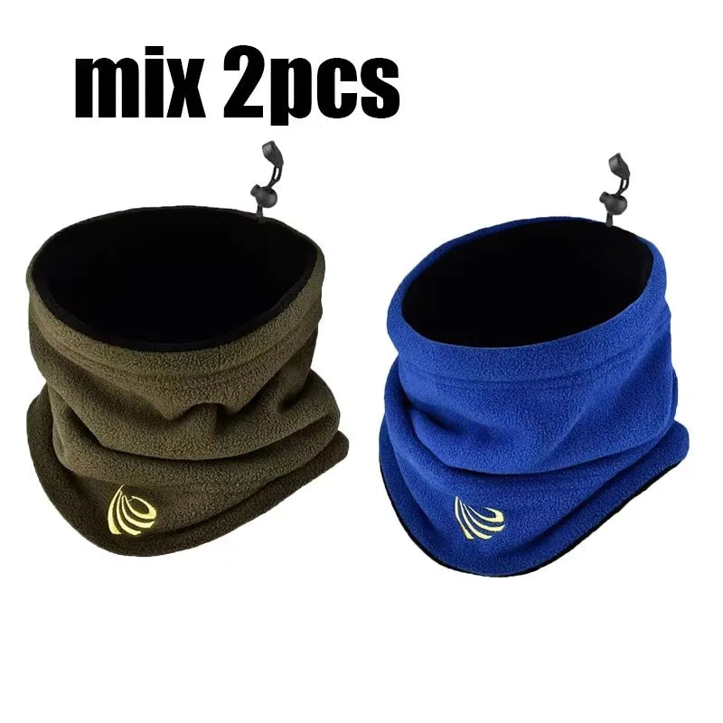 2/3pcs Winter Camping Fleece Neck Gaiter Ski Tube Scarf Snowboard Half Face Mask Face Cover For Men & Women Outdoor Cold Oasis Select green-blue