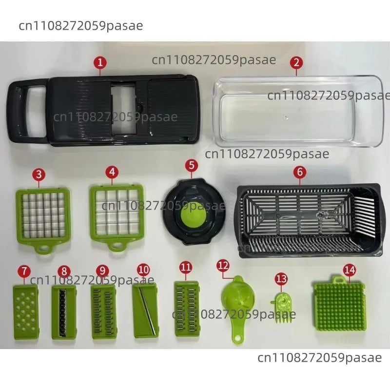 14 in 1 Top Multifunctional Vegetable Chopper Handle Food Grater Chopper Vegetable Slicer Kitchen Cutter Garlic Chopper Oasis Select