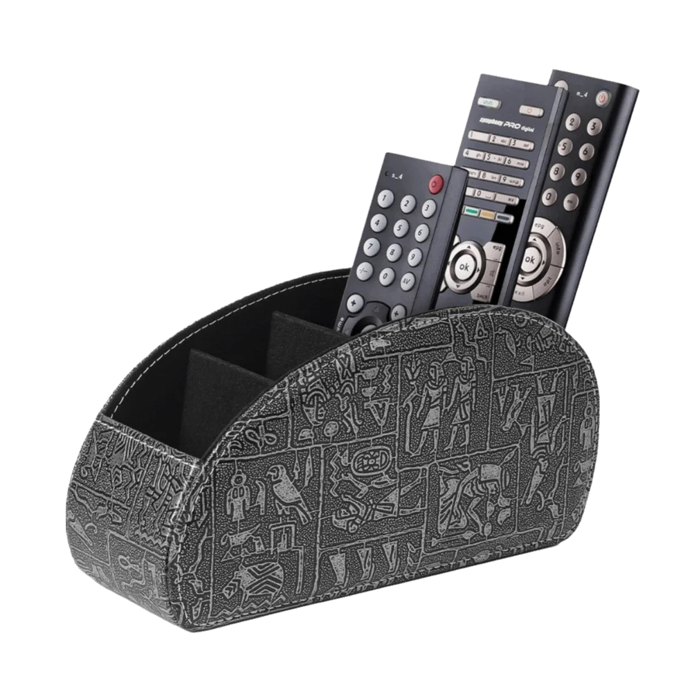PU Leather Remote Control Holder Modern Universal Desktop Storage Box Cable Management Multi-Device Remote Control Organizer Oasis Select Style-F