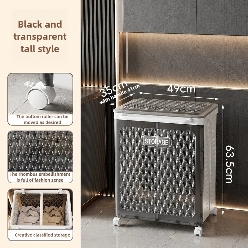 Foldable dirty clothes storage basket, household bathroom dirty clothes basket, movable multifunctional laundry basket Oasis Select Large Black