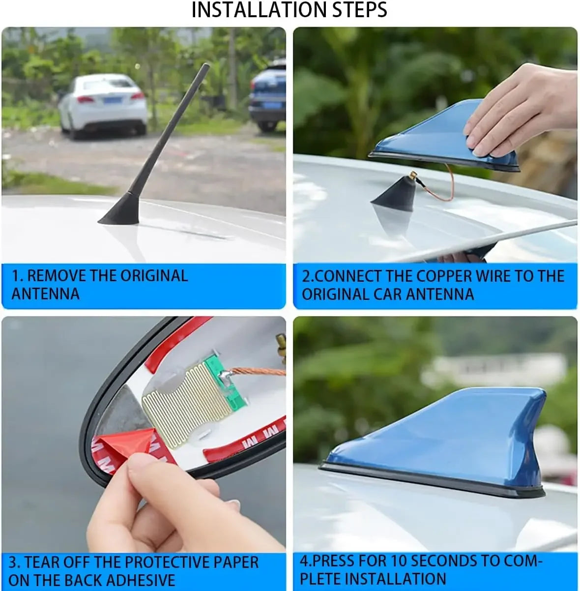 Car Shark Fin Antenna Cover Universal Carbon Fiber Look Radio Signal Aerials Roof Exterior Accessories Decoration for SUV Truck Oasis Select