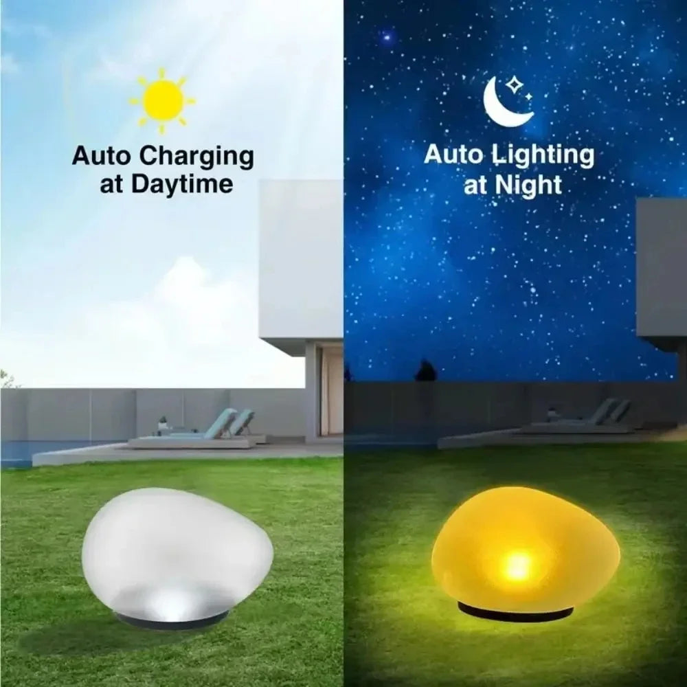 Solar Decorative Lamp Frosted Ground Lamp Outdoor Waterproof Energy Saving Lantern Pebble Lawn Light Home Garden Lighting Lamp Oasis Select