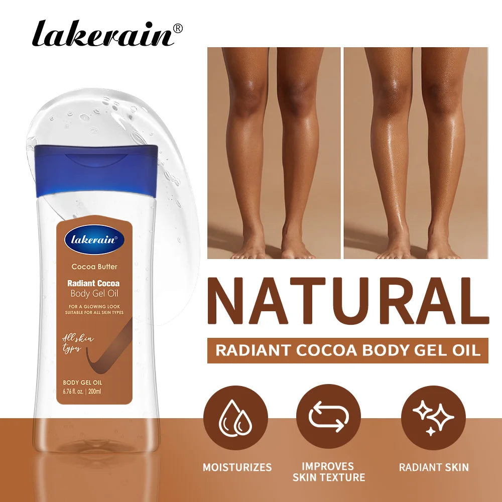 200ml Cocoa Body Oil Gel Moisturizing Hydration for Dry Skin Care Radiant Glowing Butter Treatment Nourishing Body Skin Care Oasis Select