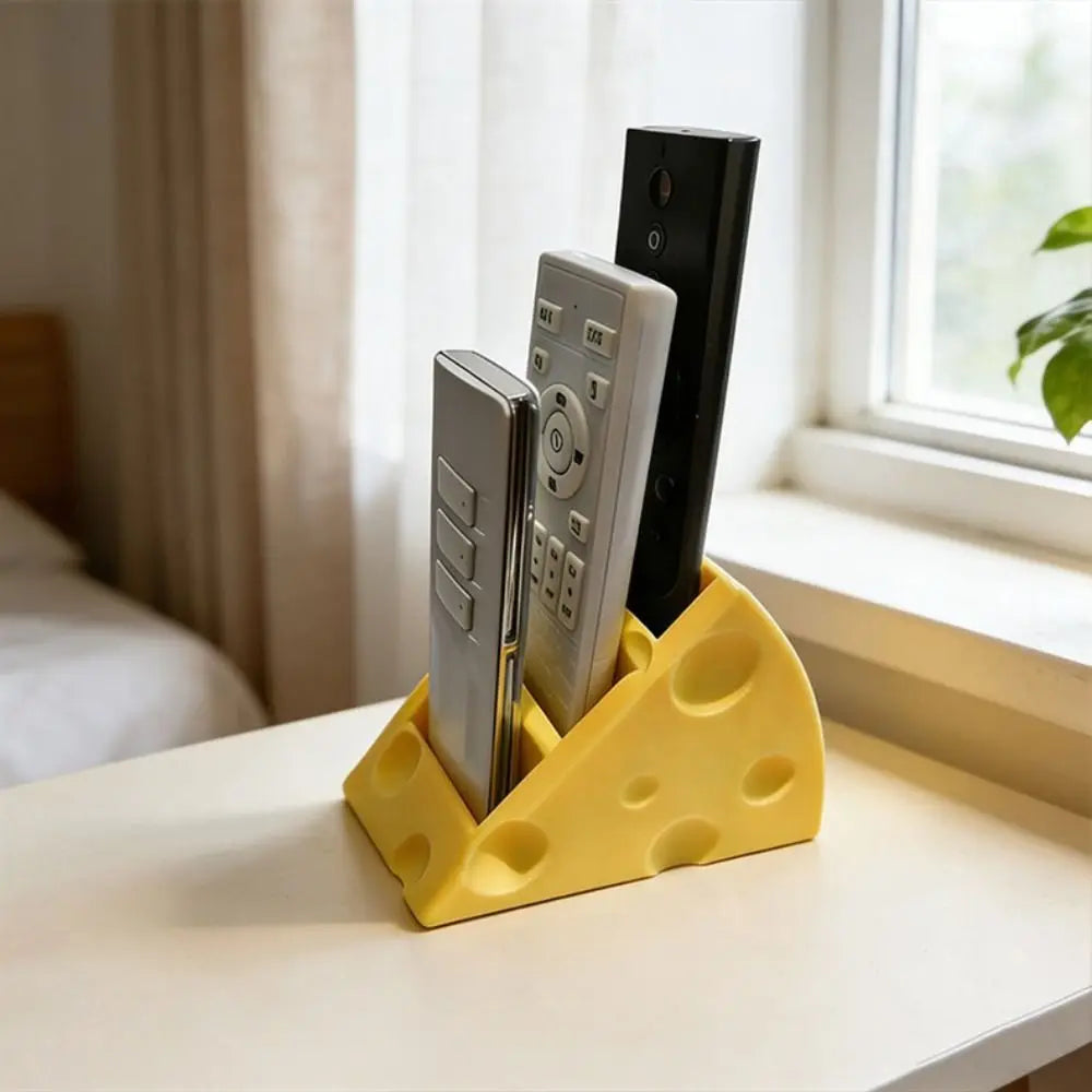 Cute Cheese 3-Grid Desktop Storage Box | Remote & Brush Holder