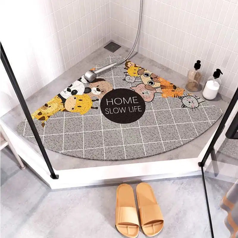 Cartoon fan-shaped shower room anti-slip mat bathroom floor mat bathroom bath anti-slip mat curved wire ring foot mat Oasis Select 05 65x65cm