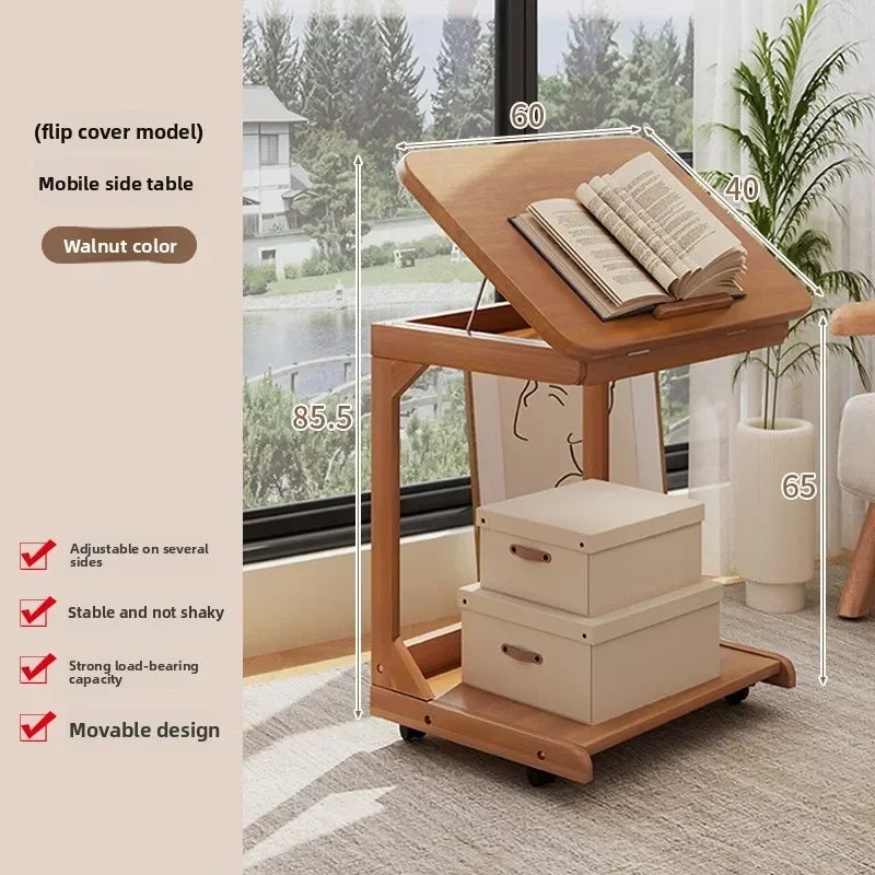 Multi-functional Coffee table removable flip mini sofa side table storage rack bedroom bedside table with wheels Oasis Select FG-HT-60CM