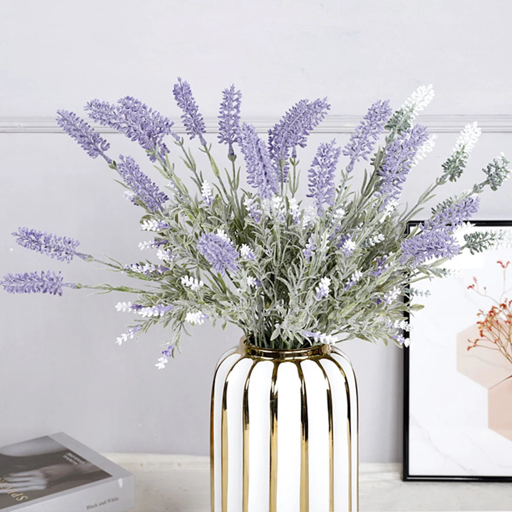1pcs Fake Flowers Artificial Lavender Faux Plastic Plants for Home Decor Wedding Kitchen Garden Patio Porch Window Box Oasis Select