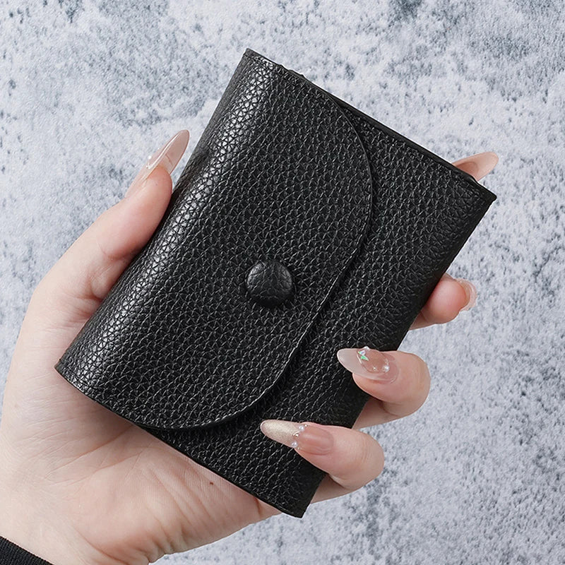 Women Wallets PU Leather Female Purse Mini Hasp Solid Multi-Cards Holder Coin Short Wallets Slim Small Wallet Zipper Hasp Oasis Select Black