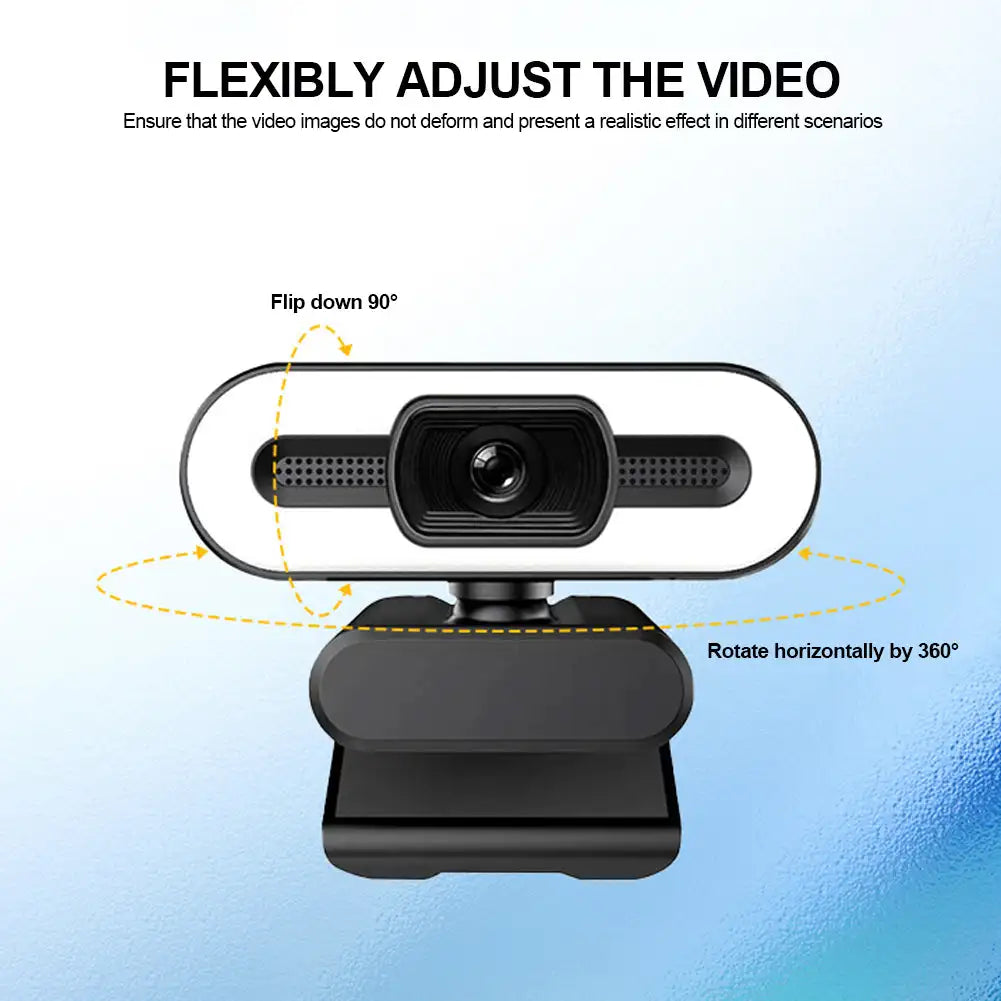4K HD Webcam with Microphone & Fill Light | Auto Focus USB