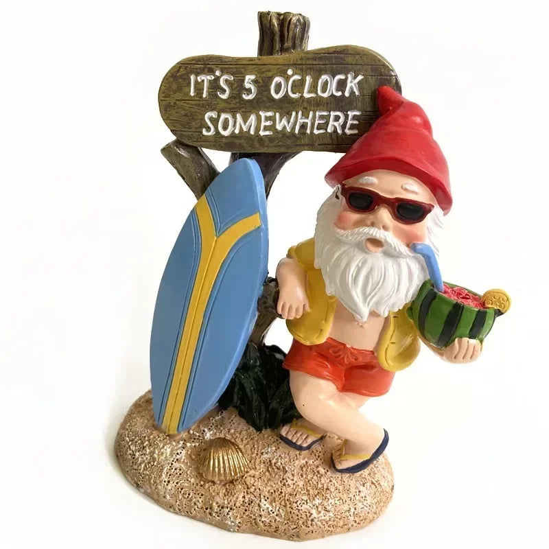 Rebellious Garden Gnome Statue Making a Rude Gesture with Long White Beard Funny Outdoor Decor for Garden Yard Gift for Friend Oasis Select E