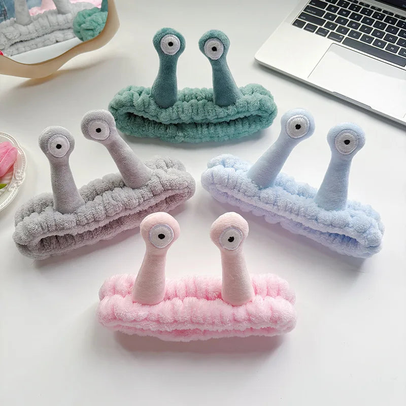 Elastic Headbands Women's Cute Coral Fleece Creative Hair Accessories for Makeup Snail Spa Hair Bands Cartoon Design Hairbands Oasis Select