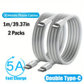 5A USB C To Type C Cable Data Line PD Fast Charging For iPhone 15 Samsung Xiaomi USB Type C Cable Data Charge Cord Wire Oasis Select 2pcs 1m