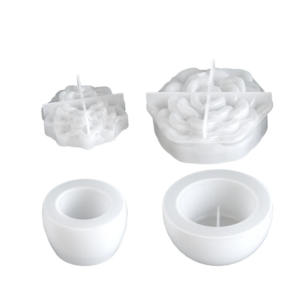 Round Peony Camellia Flower Silicone Mold DIY Candle Jar Aromatherapy Gypsum Resin Storage Box Flowerpot Craft Mold Oasis Select