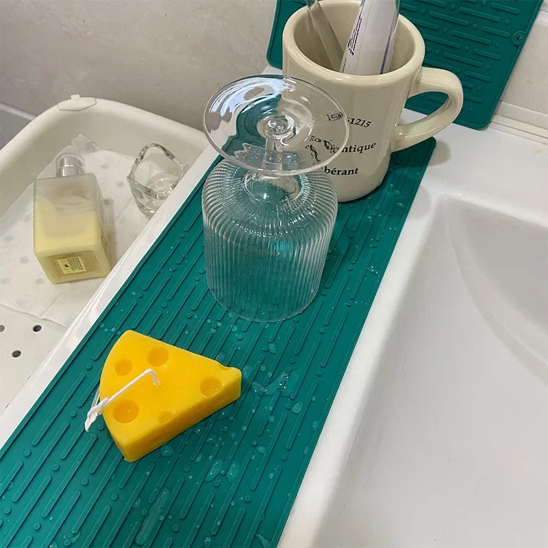 Silicone Dish Cup Drying Mat Anti-slip Sink Countertop Drain Pad Organizer Kitchenware Storage Protective Mat Kitchen Supplies Oasis Select