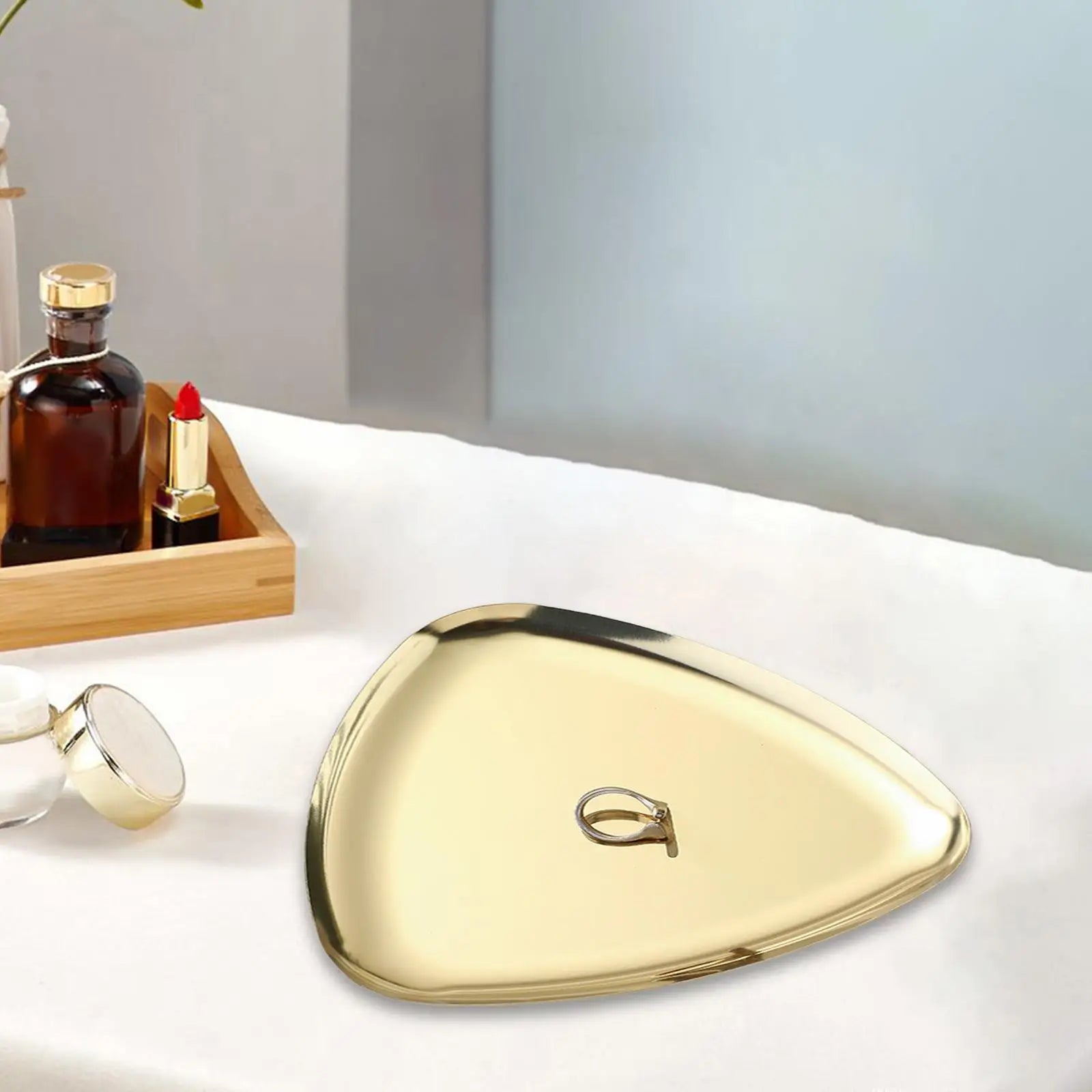 Triangle Jewelry Dish Tray – Stainless Steel Vanity Organizer