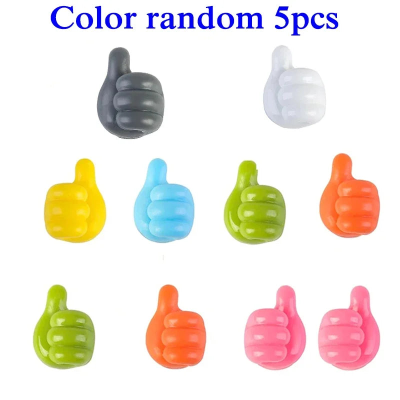 Hand-shaped Rubber Holder Glasses Cable Power Cord Charging Line Self Adhesive Mini Hook Car Storag Organizer Gadget Decorations Oasis Select Color random 5pcs