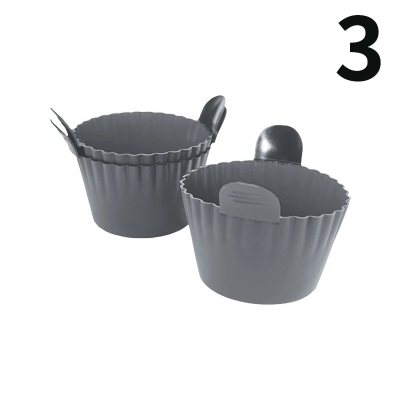 Silicone Air Fryer Egg Poacher Silicone Cupcake Baking Cups Ramekins For Air Fryer Ovens Air Fryer Silicone Basket Oasis Select 3pcs gray