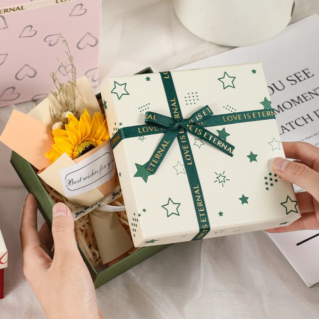 Bow Gift Box Lid-And-Base Gift Box Gift Packaging Box Elegant For Party Decorative Storage Wedding Oasis Select