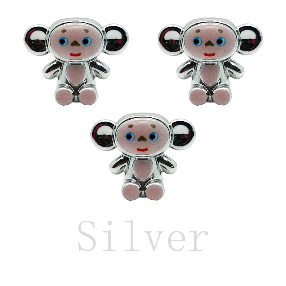 Tire Valve Stem Cap Cute Cartoon Monkey Tire Valve Stem Cover for Bikes Corrosion-Resistant Tire Cap Cover for Cars Motorcycle Oasis Select Silver-4Pcs