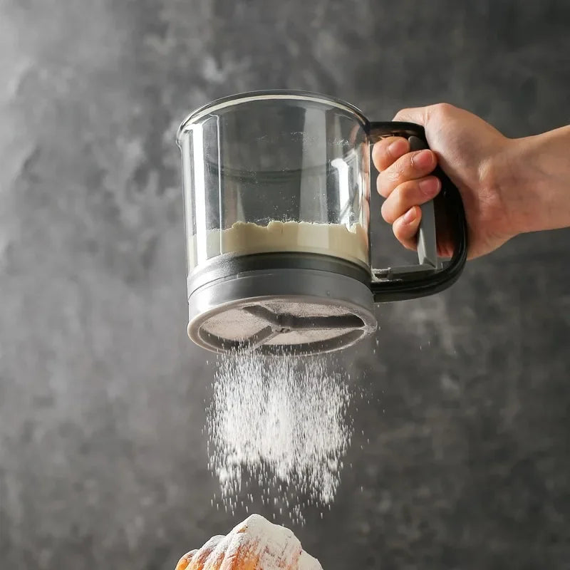 Plastic Semi-automatic Hand-held Flour Sifter Convenient Baking Flour Filter Home Kitchen Baking Sieve Bread Dessert Making Tool Oasis Select