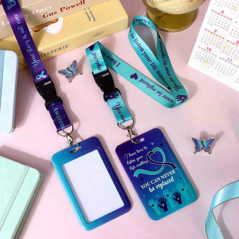 Suicide Prevention Awareness Lanyard ID Clip Purple Keychain Lanyard Accessory For Keys And ID Cards For Women Girls Teachers Oasis Select