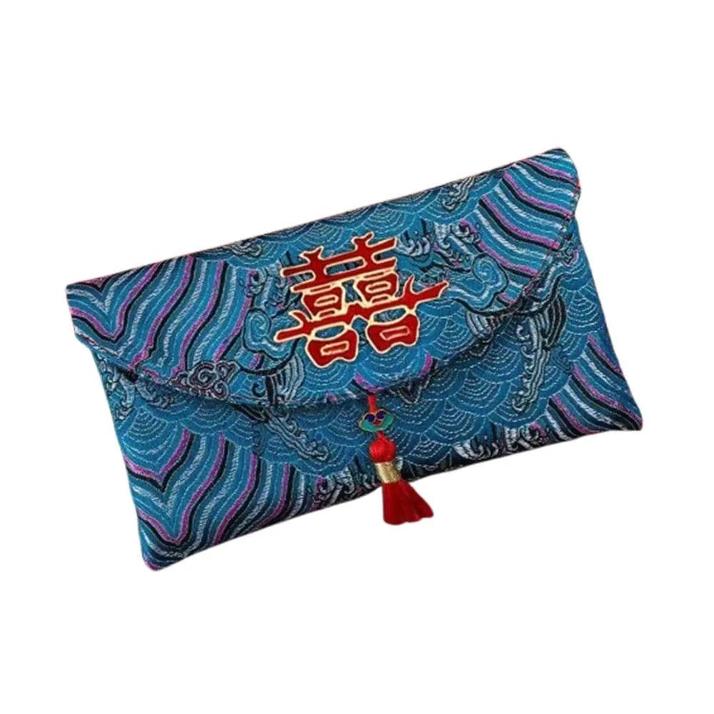 Chinese Style New Year Red Envelope Traditional Embroidery Wedding Money Pocket Cloth with Tassel 2026 Lucky Money Bag Birthday Oasis Select Style 9 18x10.5cm
