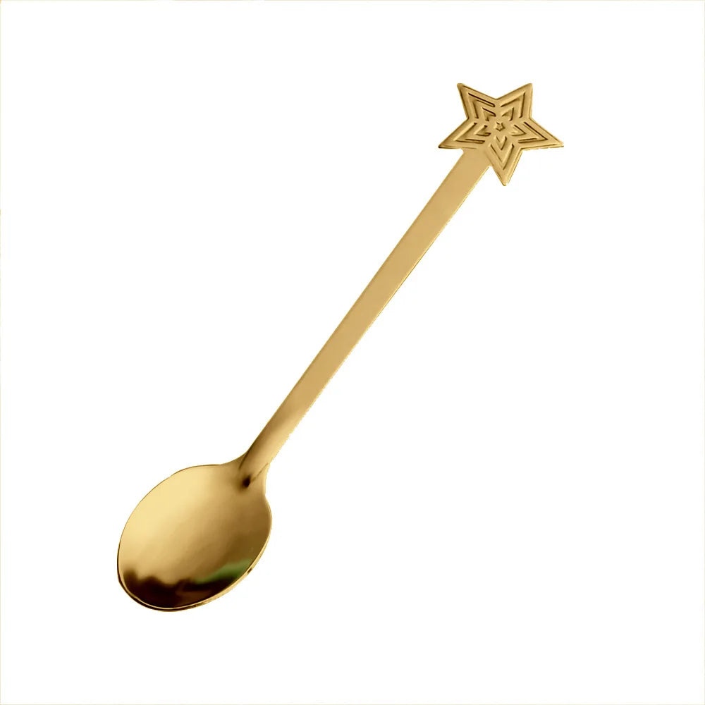 Christmas Gifts Coffee Spoons Stainless Steel Nordic style Dessert Spoon Tableware Kitchen Accessories New Year Gift Decorations Oasis Select Gold Star
