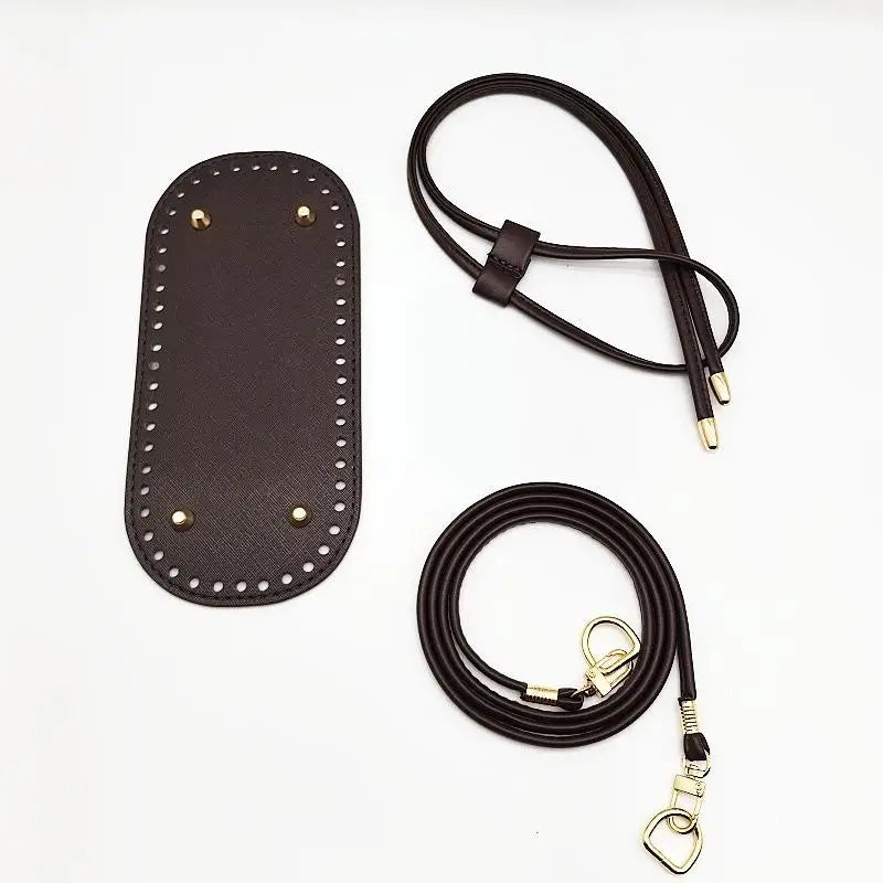 Crochet Handbag DIY Kit – PU Leather Bag Base, Strap & Chain DIY Bag Making Kit Oasis Select Dark brown