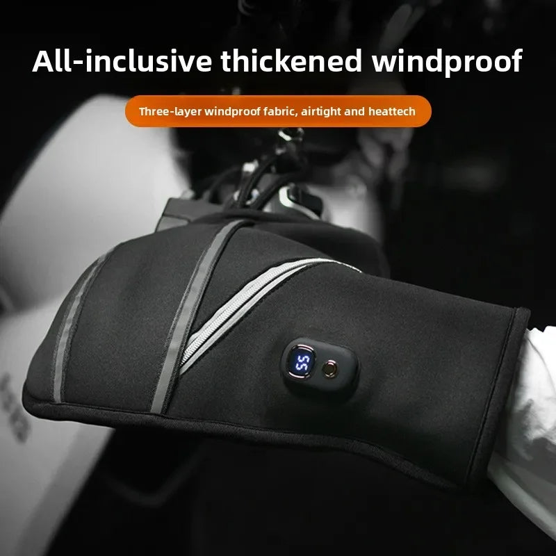 Winter Warm Motorcycle Gloves Electric Heated Handlebar Mittens Battery Powered Heated Muffs for Handle Protection Car Gloves Oasis Select