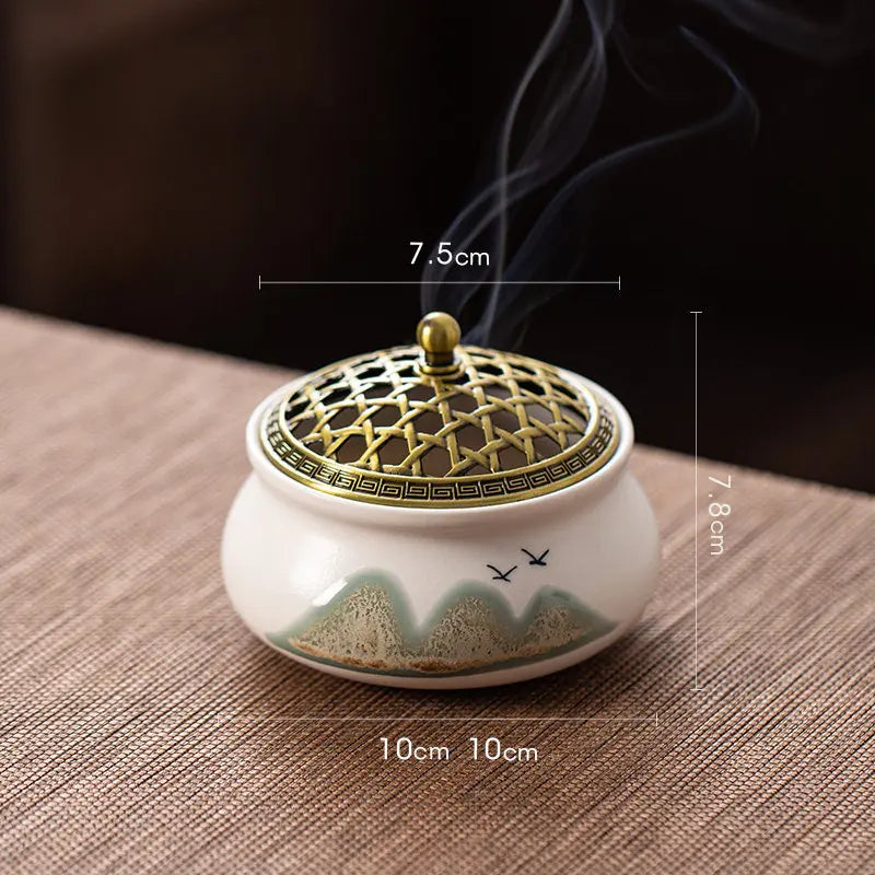 Landscape Themed Incense Burner For Home Ideal For Creating Calm Ambiance And Adding Elegant Touch To Relaxation Spaces Oasis Select white
