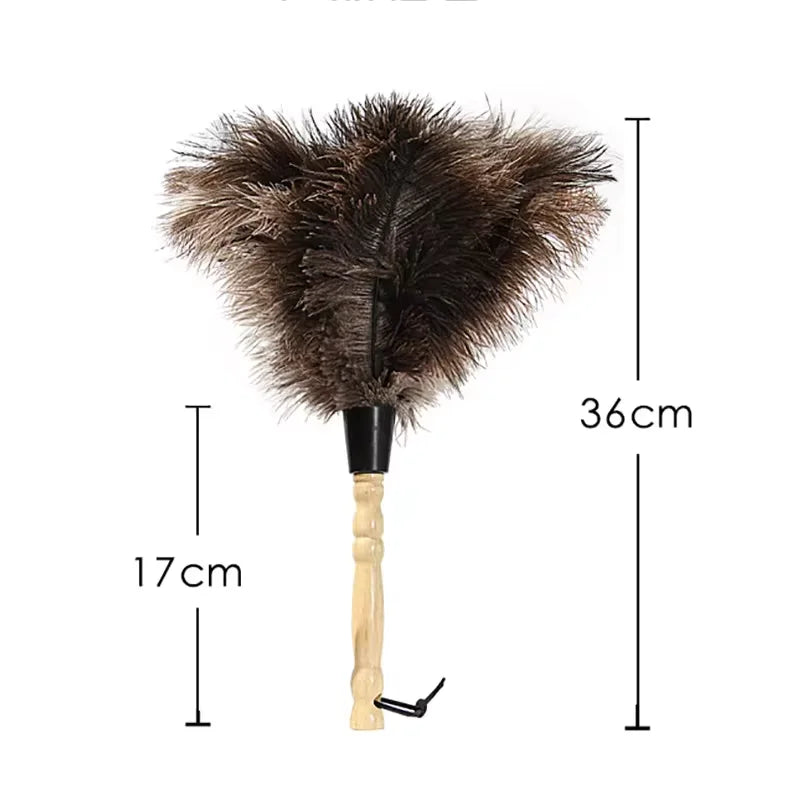 Feather Duster Wooden Handle Duster Anti-static Dust Removal Dusters Ostrich Duster Feather Fur Brush For Home Cleaning Tools Oasis Select White 2pcs